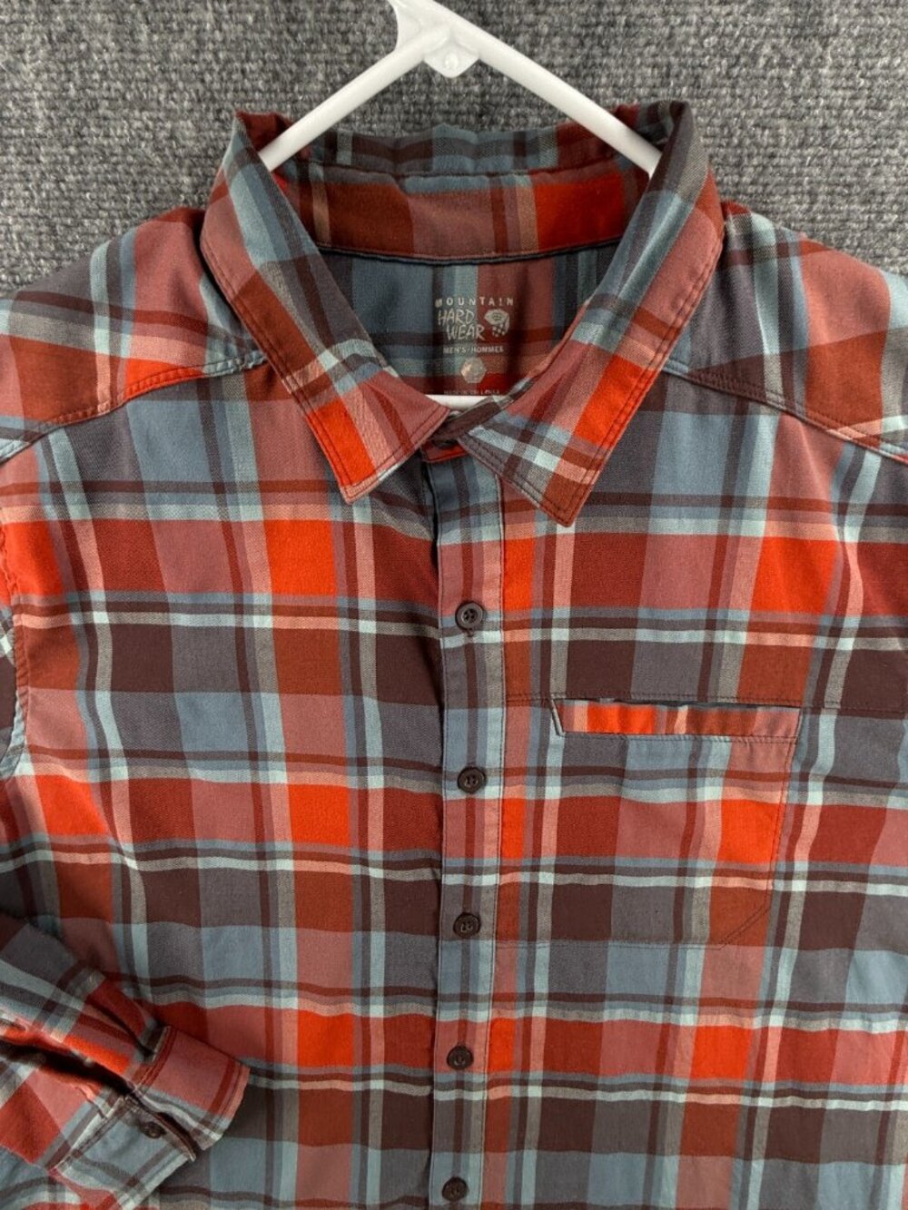 Mountain Hardwear Plaid Blue Red Long Sleeve Button Up Shirt Men ~2XL Outdoor